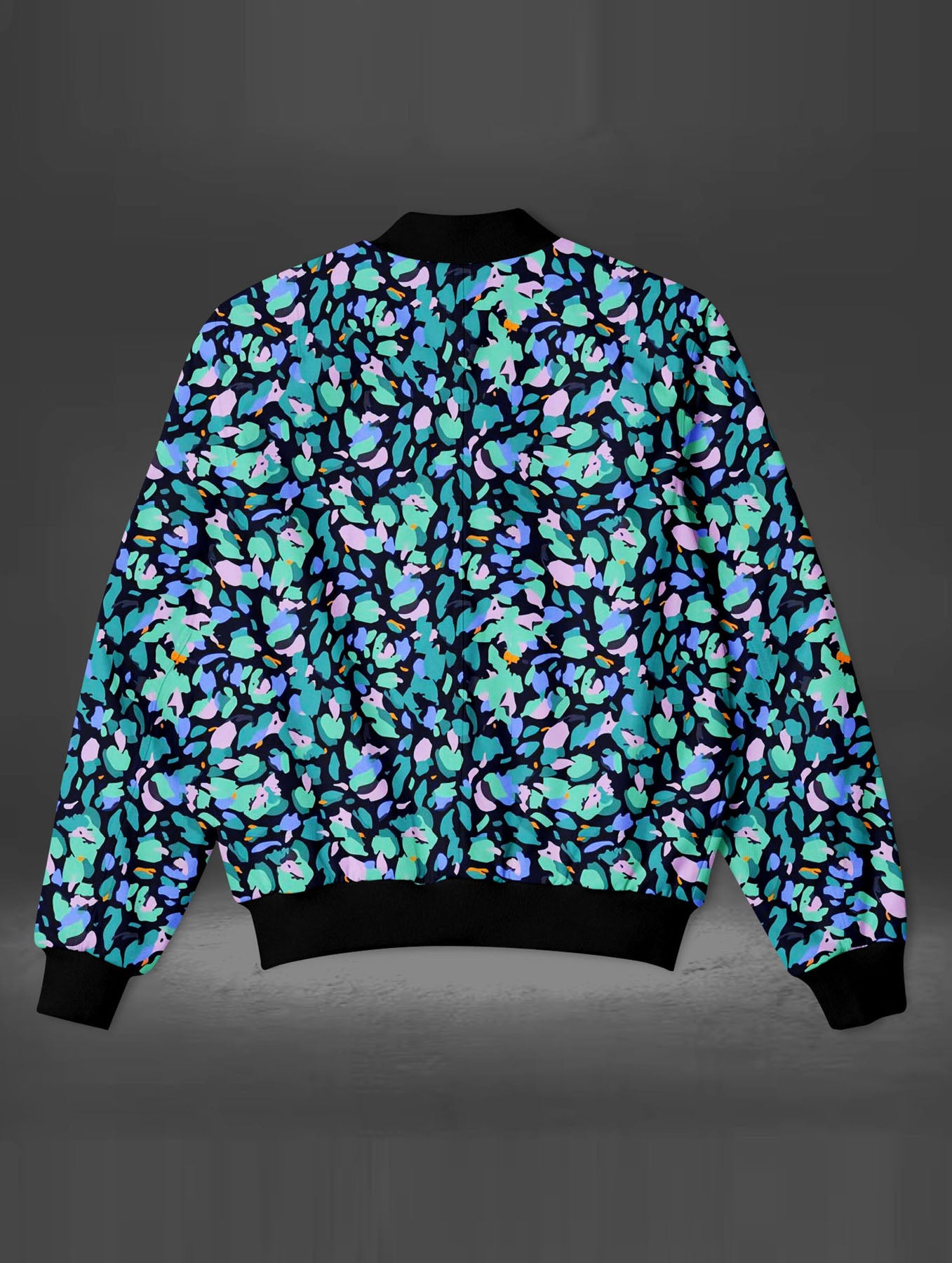 Men's Abstract Pattern Blue Bomber Jacket