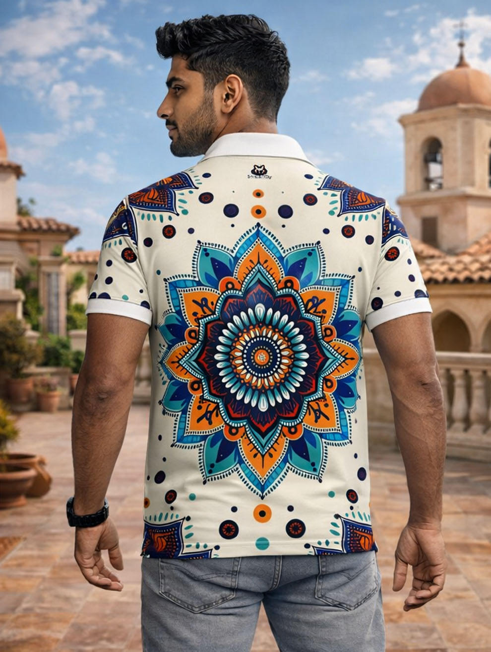 Traditional Print Polo T-Shirt
