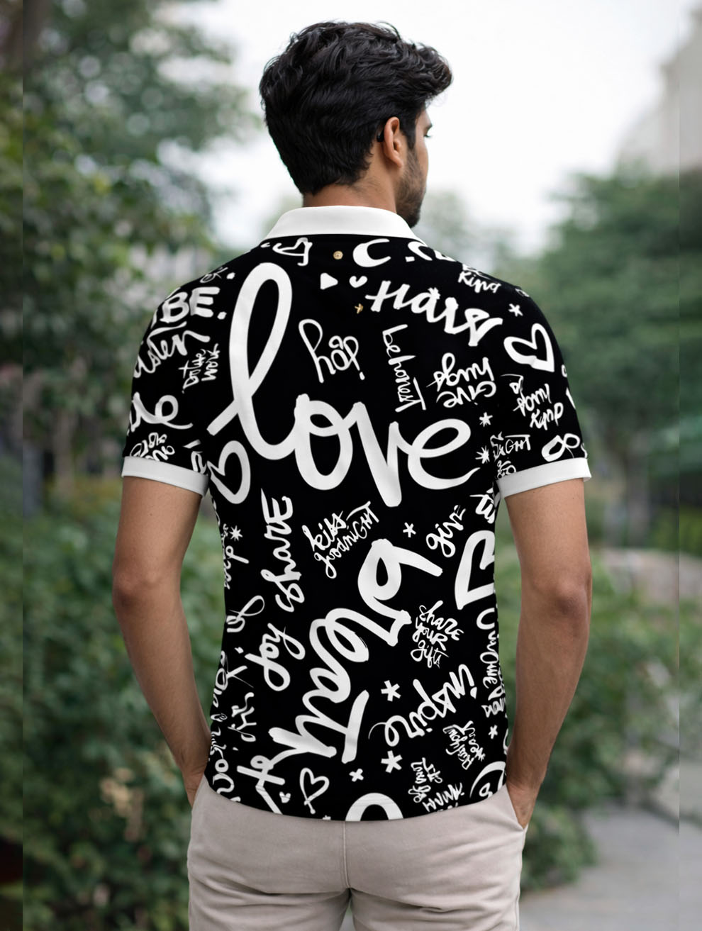 Black & White Love Polo T-Shirt