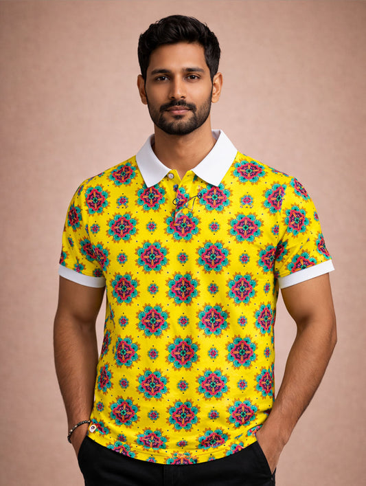 Yellow Flower Polo T-Shirt