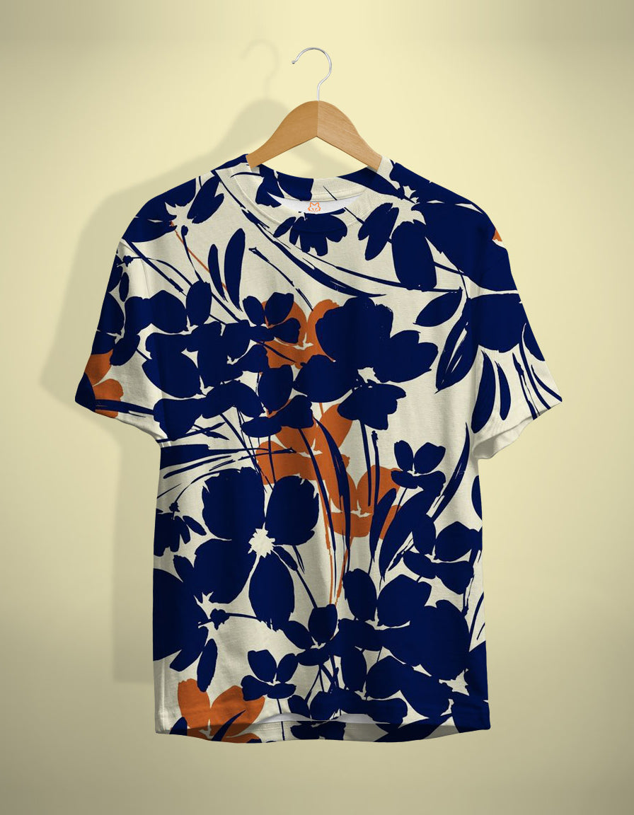Blue Floral Print T-Shirt