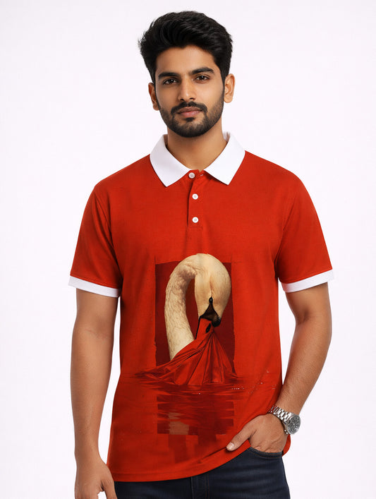 Red Swan Printed Polo