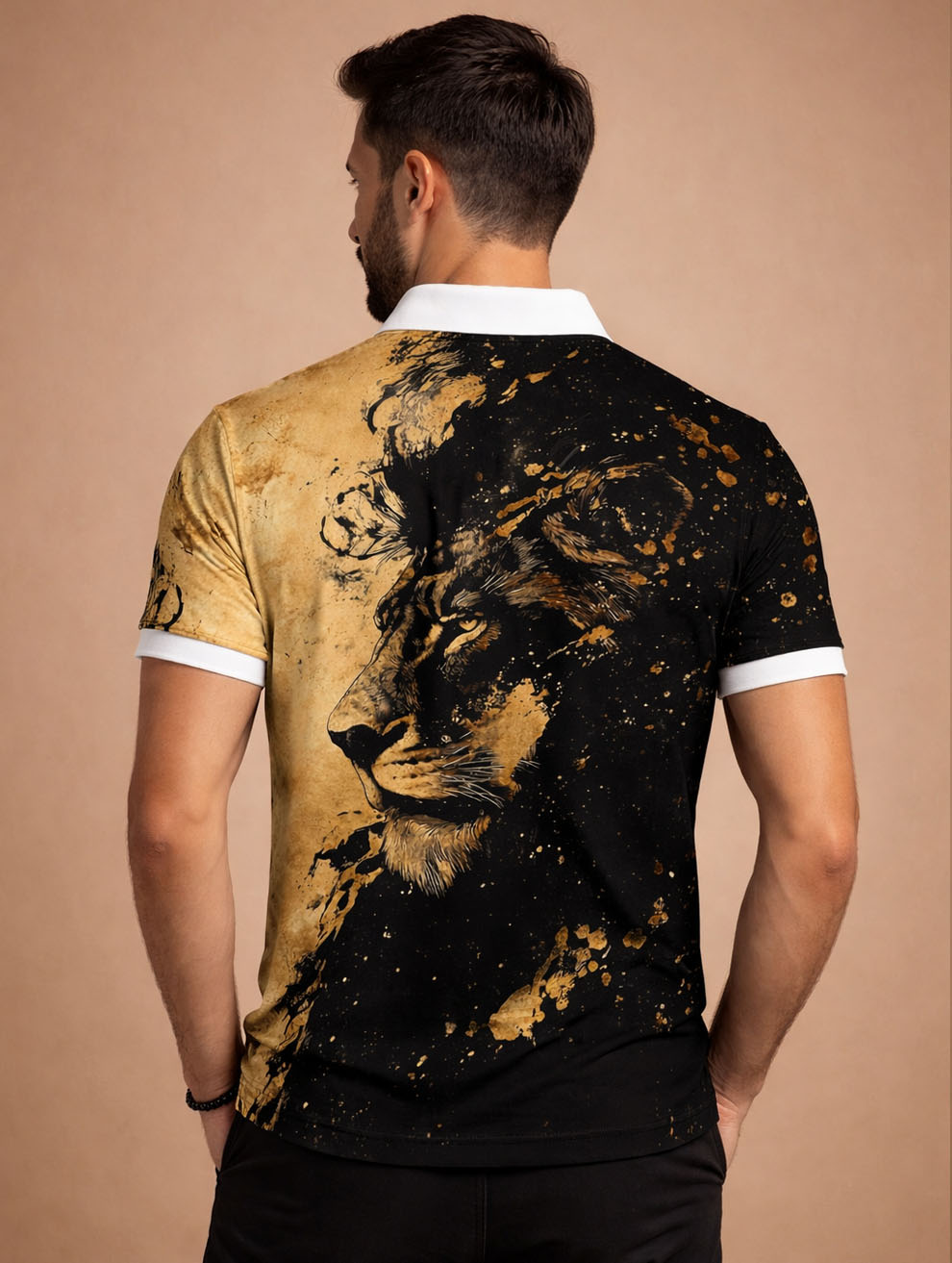 Lion Print Polo T-Shirt