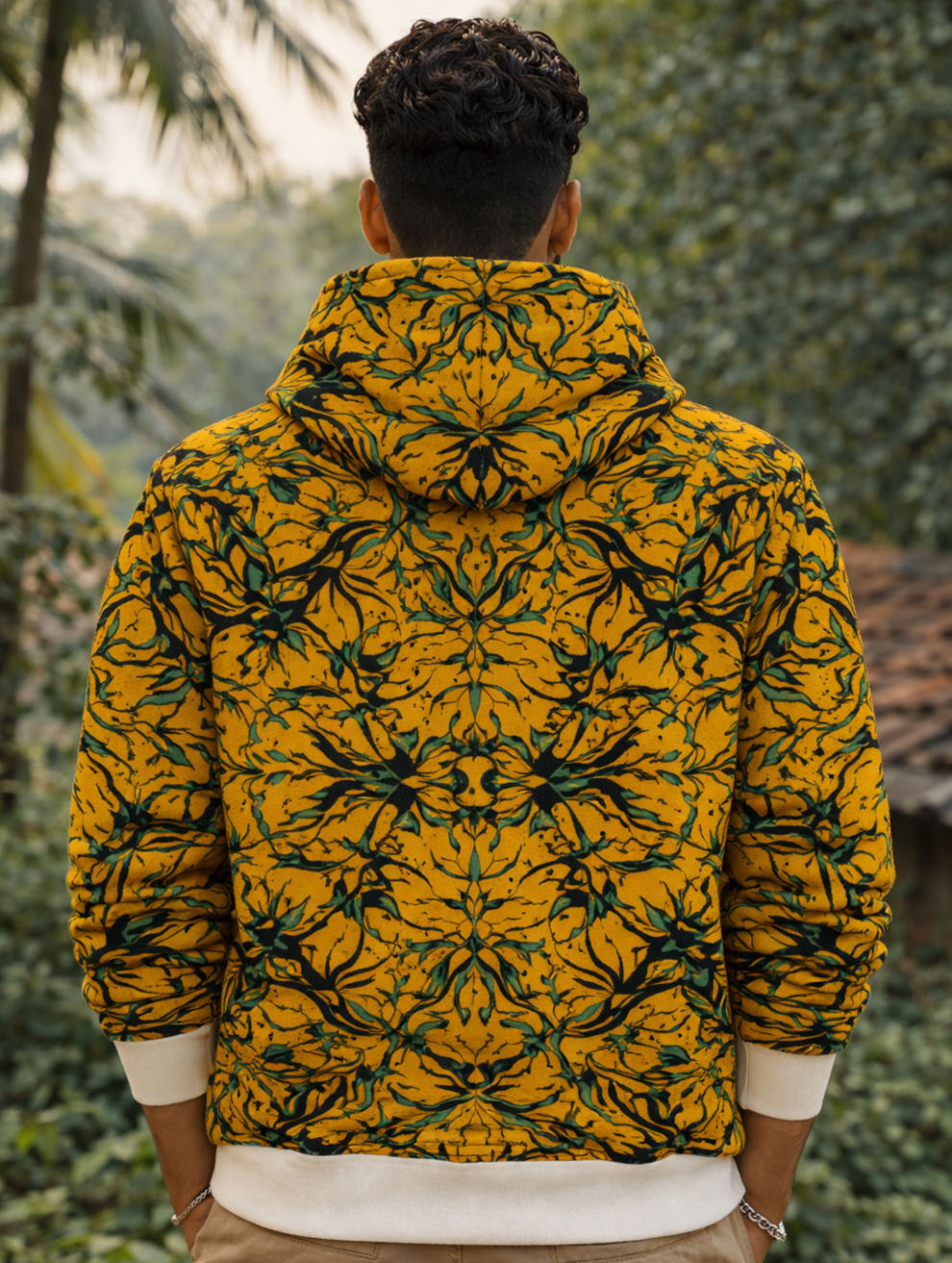 Green Leaf Printed Hoodie