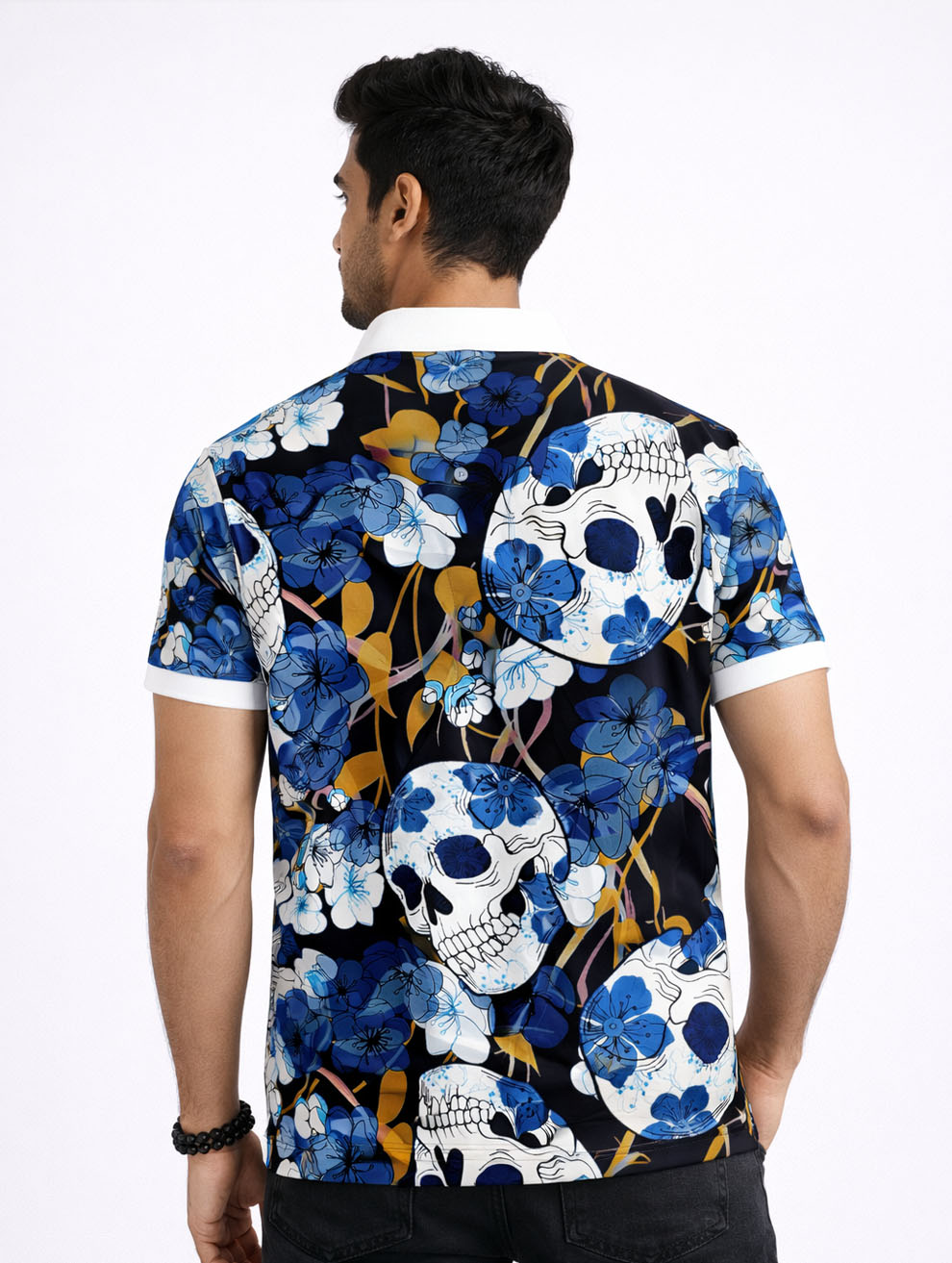 Skull Print Polo T-Shirt