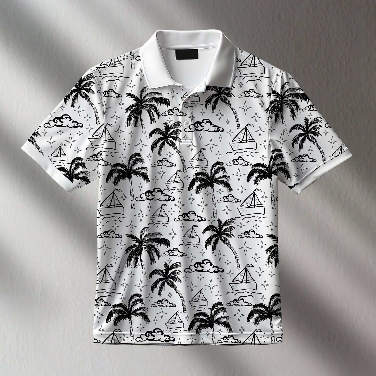 Beach Pattern Printed Polo T-Shirt