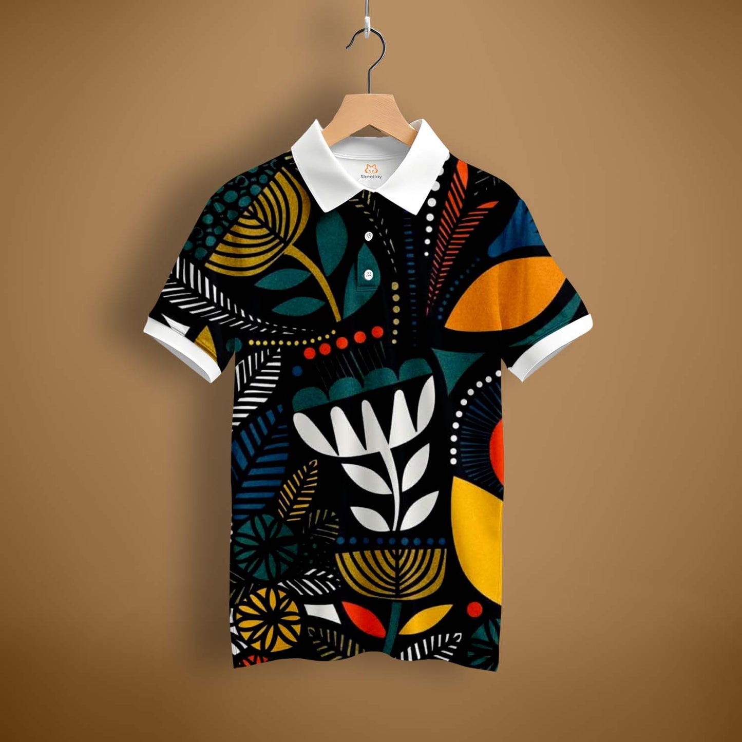 Floral Art Polo T-Shirt
