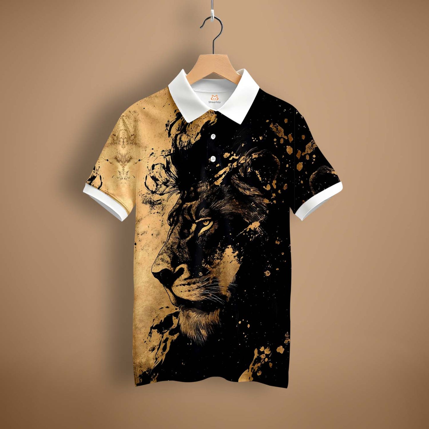 Lion Print Polo T-Shirt