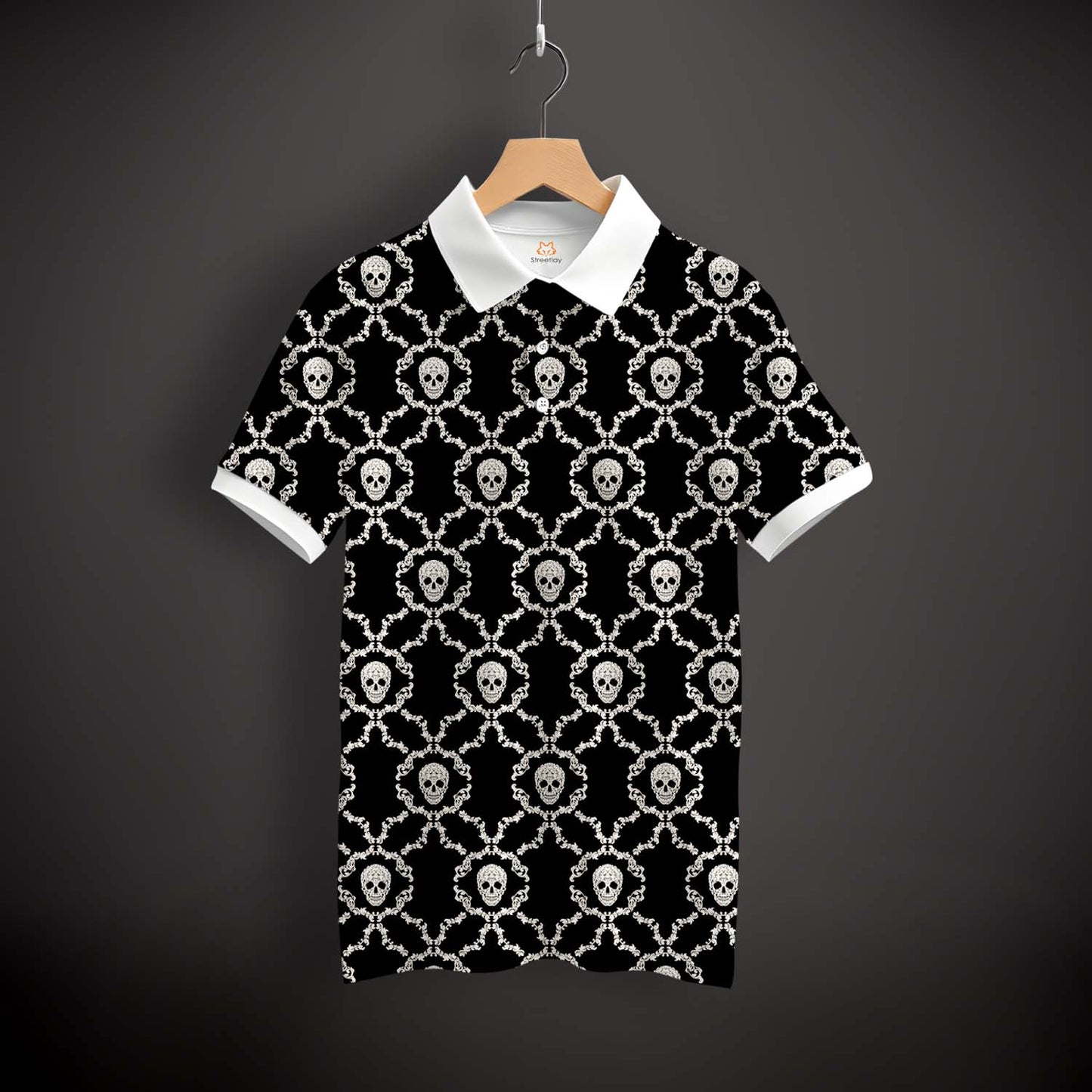 Skull Pattern Polo T-Shirt
