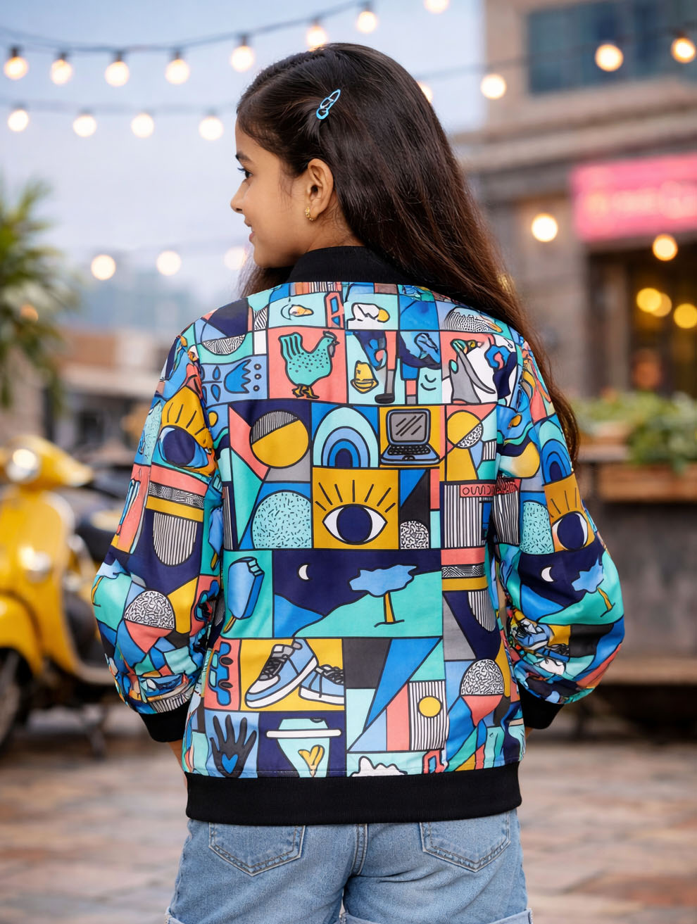 Girl's Printed Bomber Jacket #121