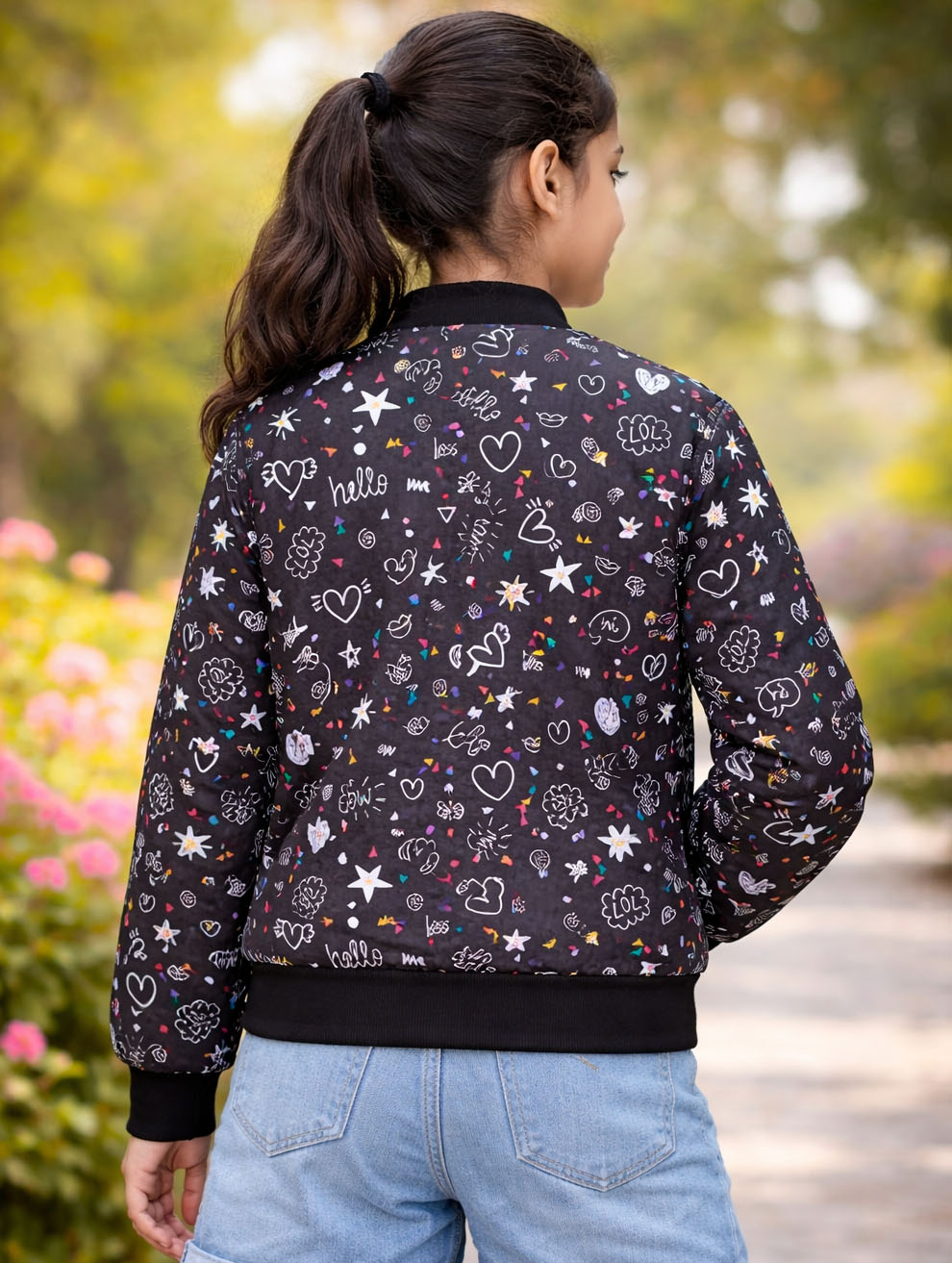 Girl's Printed Bomber Jacket #123