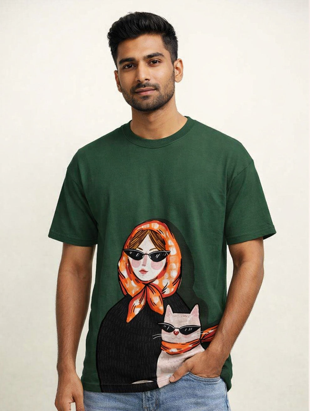 Cute Cat Printed T-Shirt