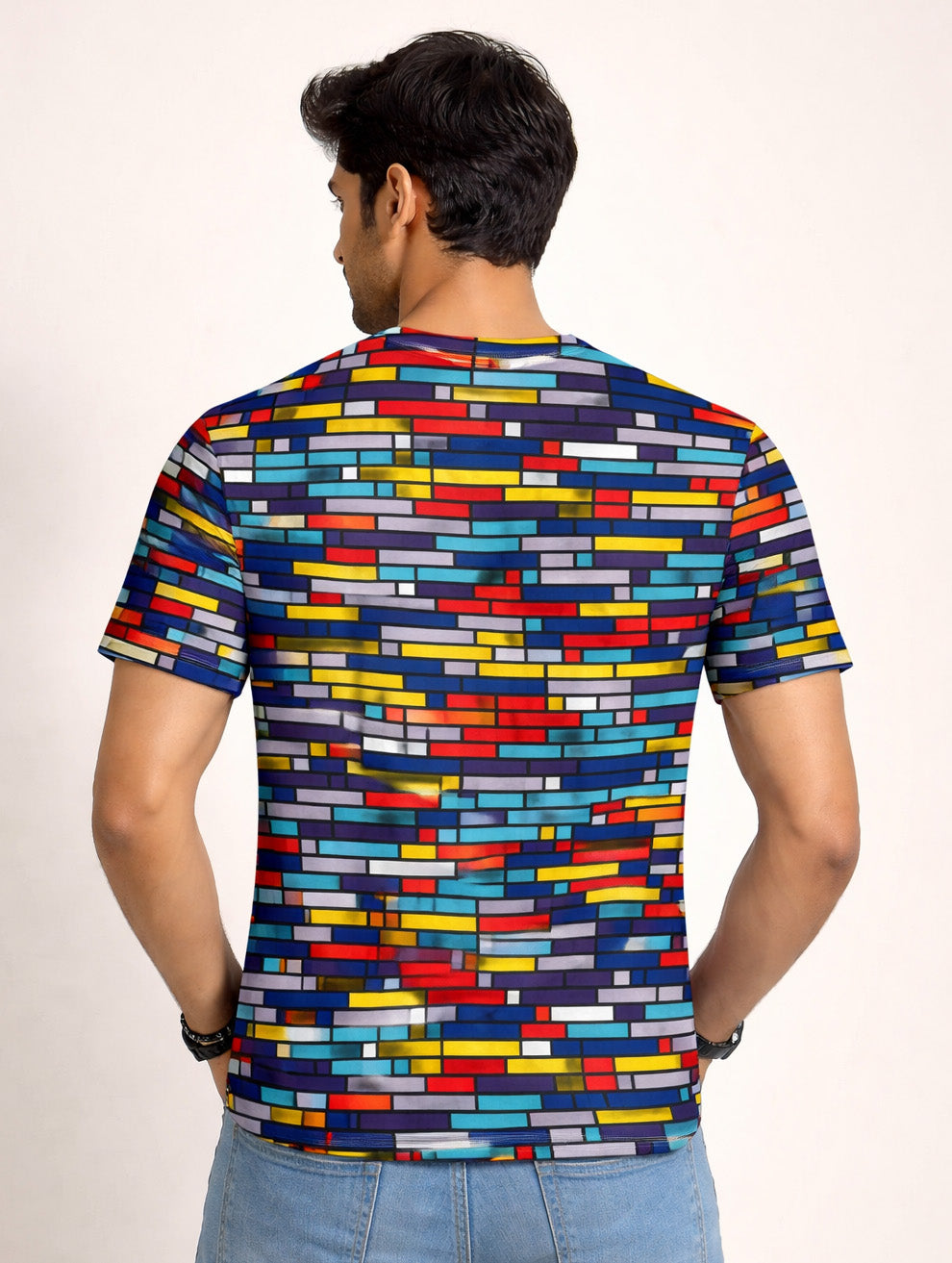 Colorful Brick Print T-Shirt