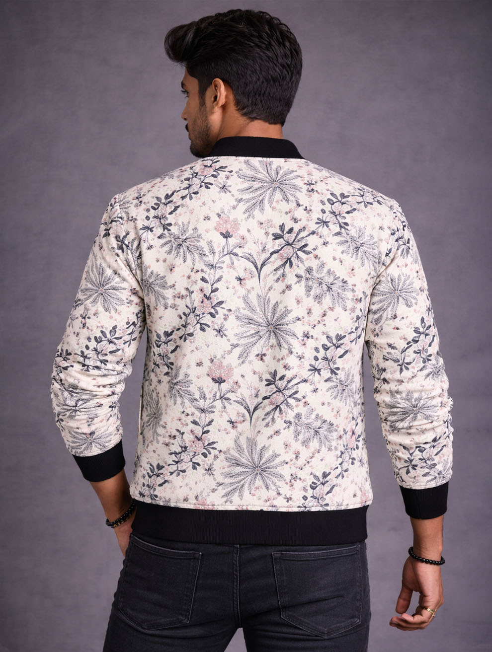 Men's Classic Floral Art Pattern Bomber Jacket