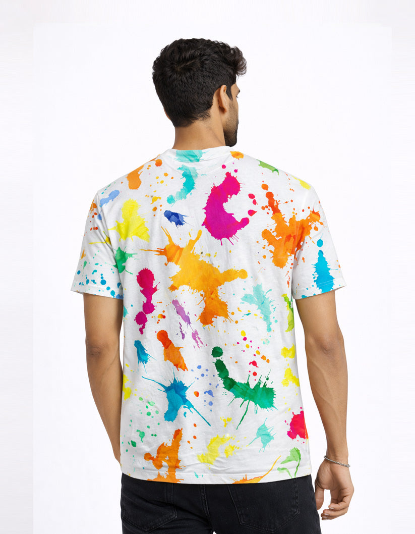 Holi Printed Round Neck T-Shirt