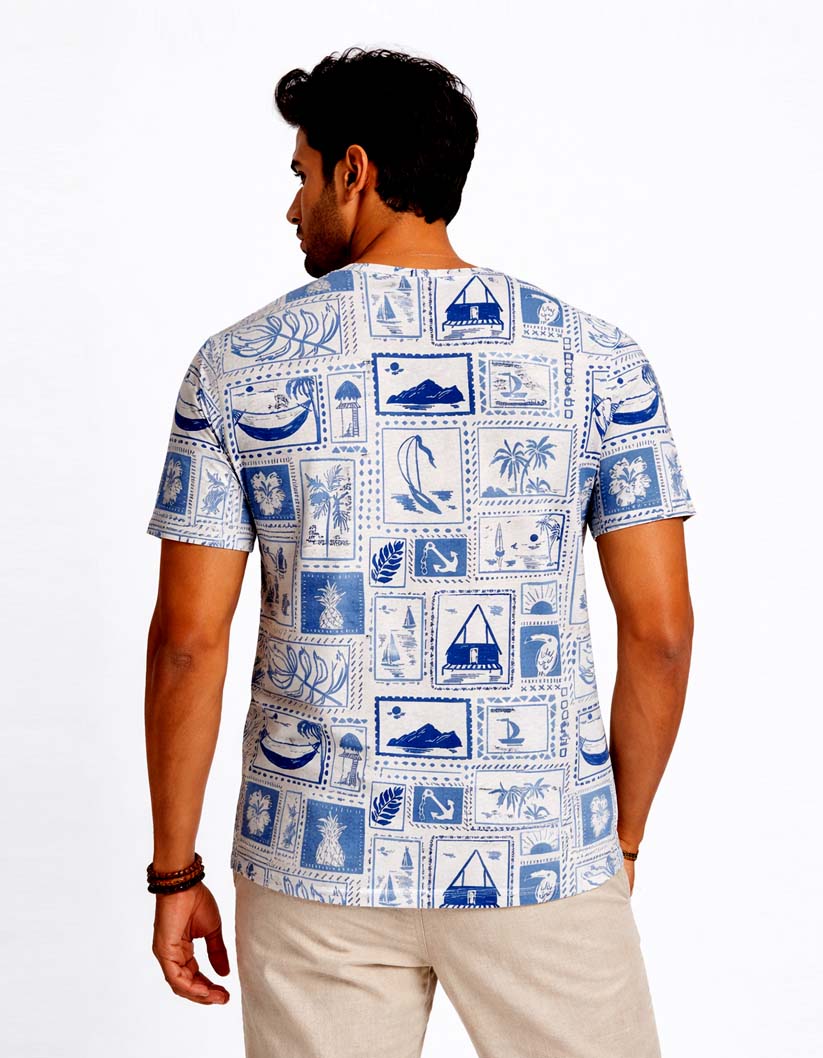 Coastal Print Round Neck T-Shirt