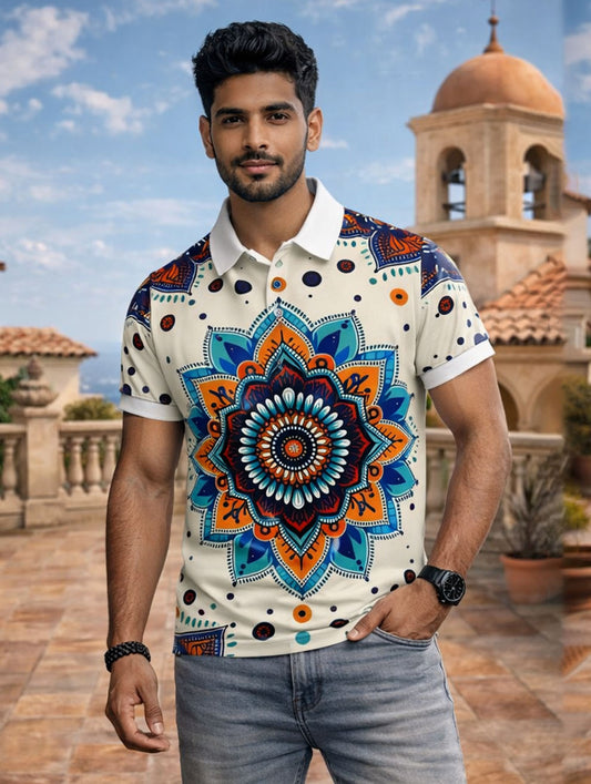 Traditional Print Polo T-Shirt