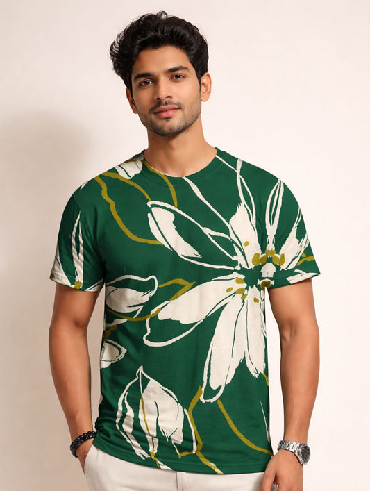 Big Floral Green T-Shirt