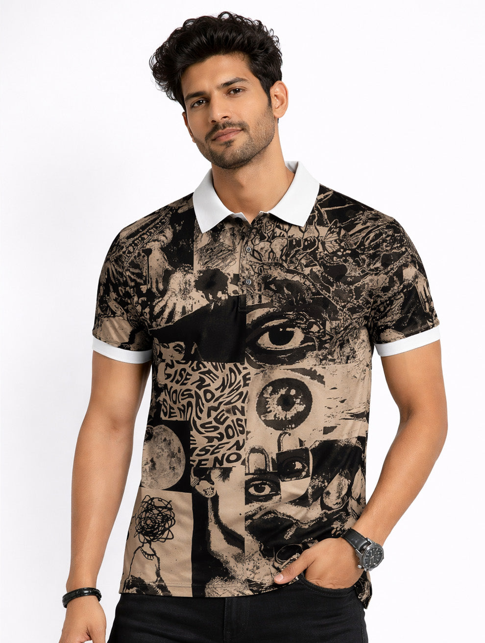 Noise Art Printed Polo