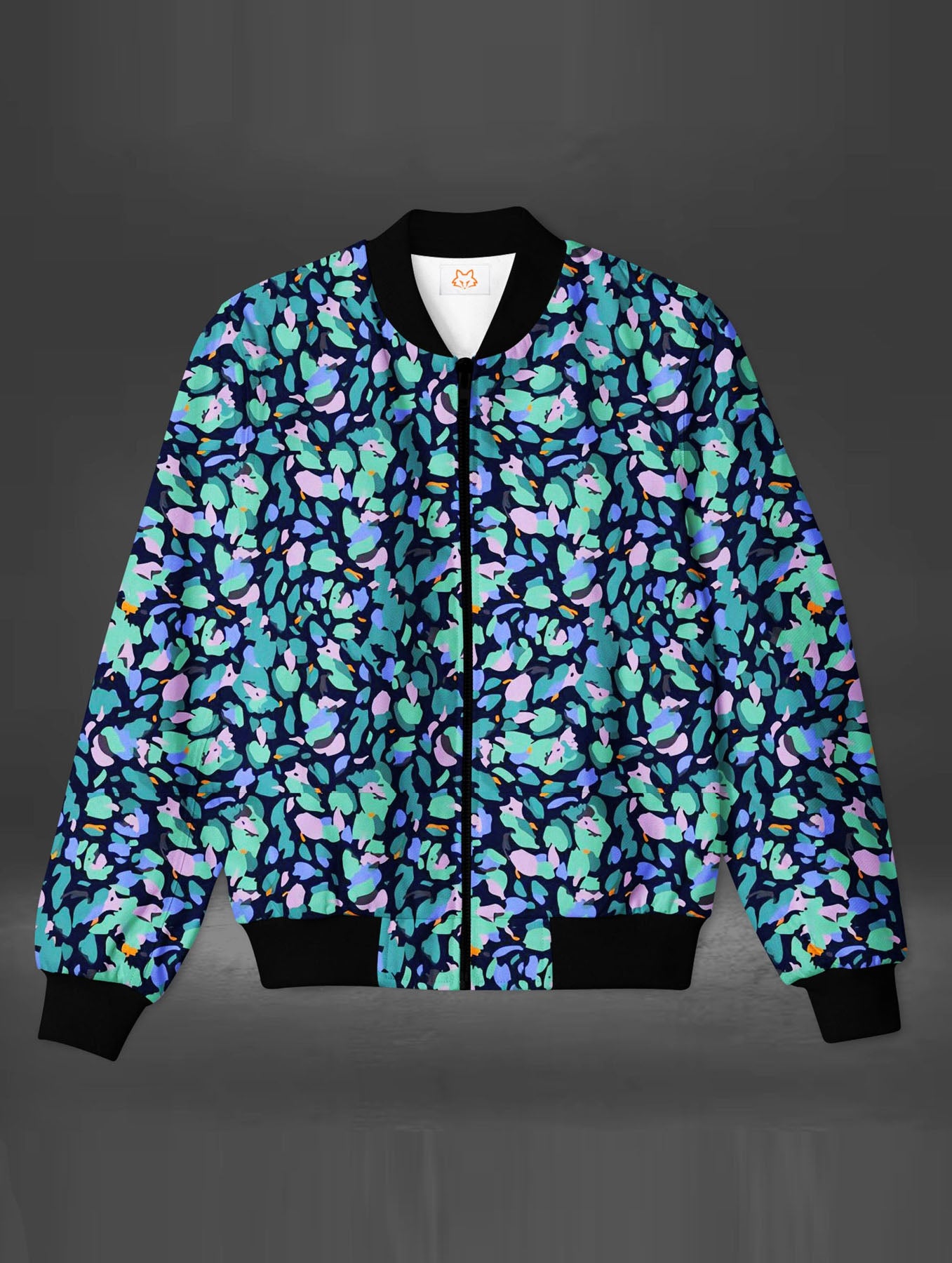 Men's Abstract Pattern Blue Bomber Jacket