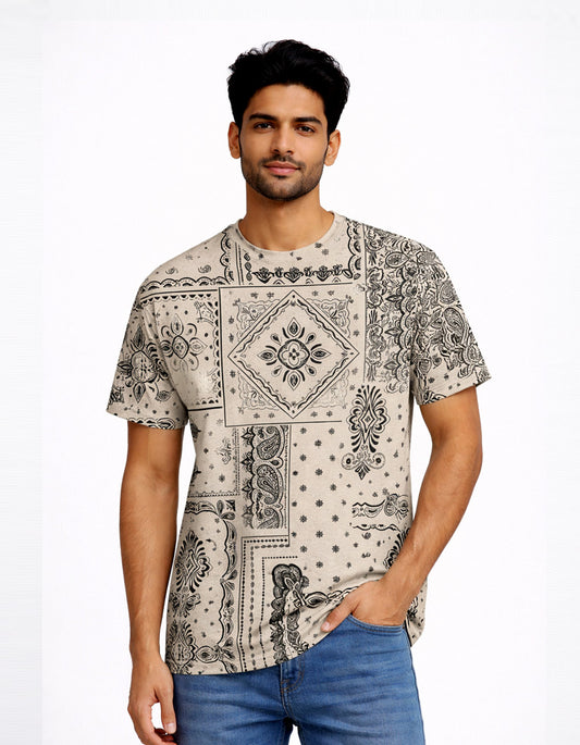 Classic Cream Printed T-Shirt