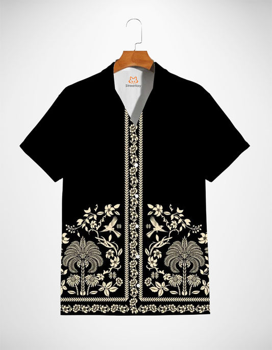Black Floral Printed Shirt