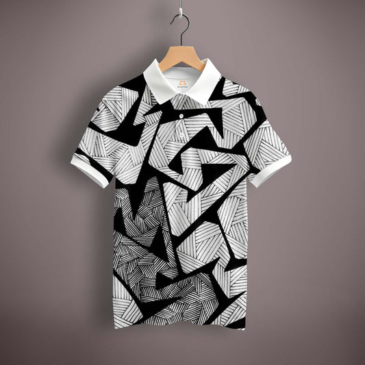 Black N White Zig Zag Polo T-Shirt