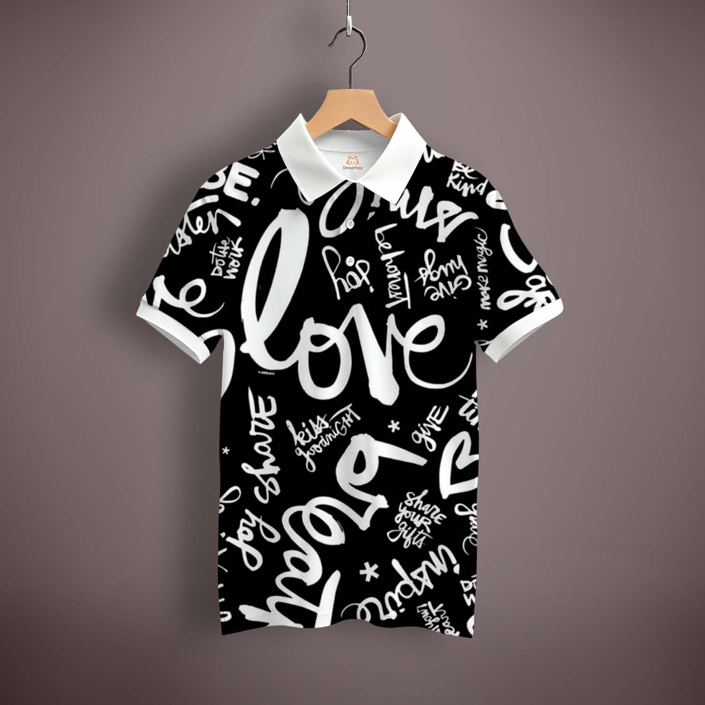 Black & White Love Polo T-Shirt