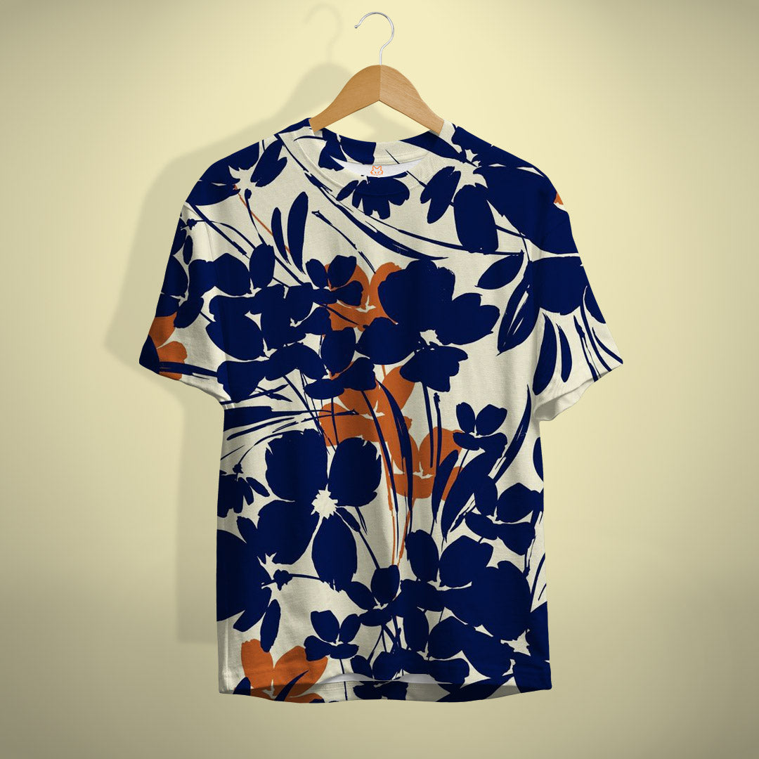 Blue Floral Print T-Shirt