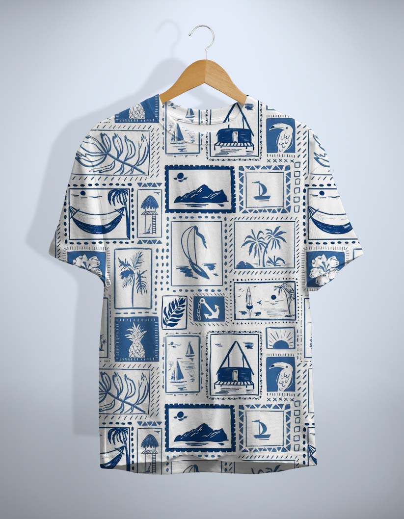 Coastal Print Round Neck T-Shirt
