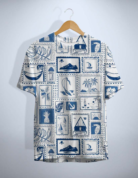 Coastal Print Round Neck T-Shirt