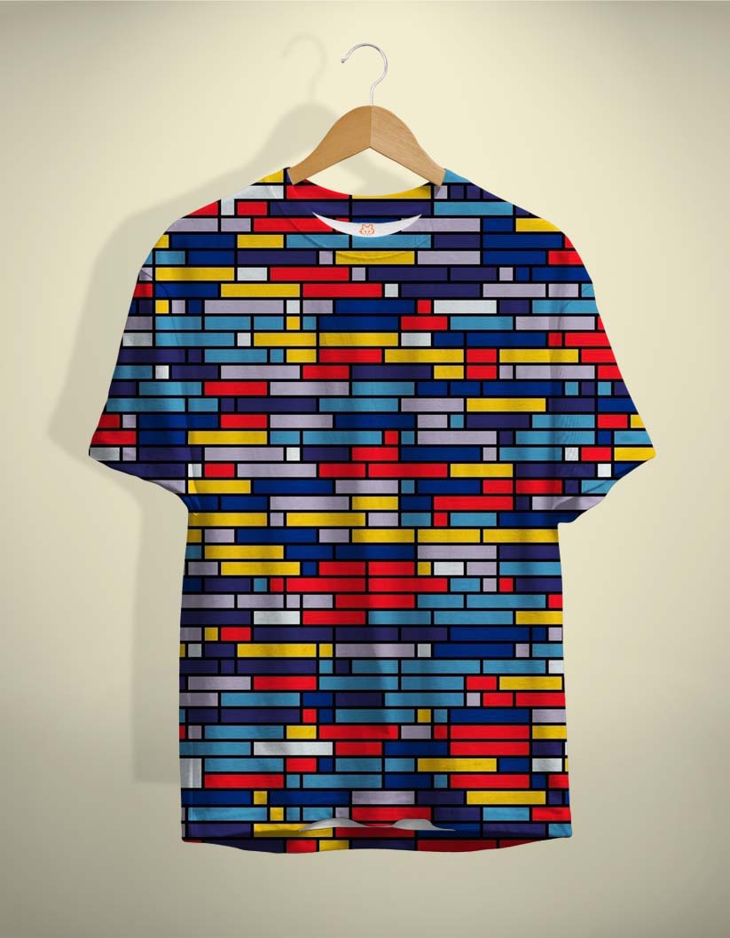 Colorful Brick Print T-Shirt