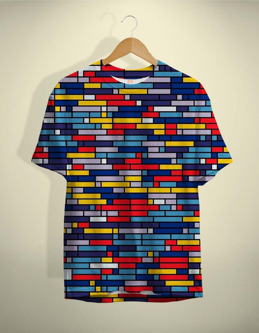 Colorful Brick Print T-Shirt