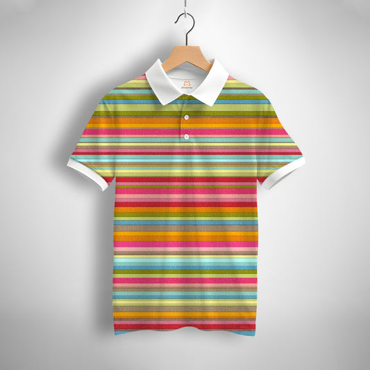 Colorful Rainbow Printed Polo