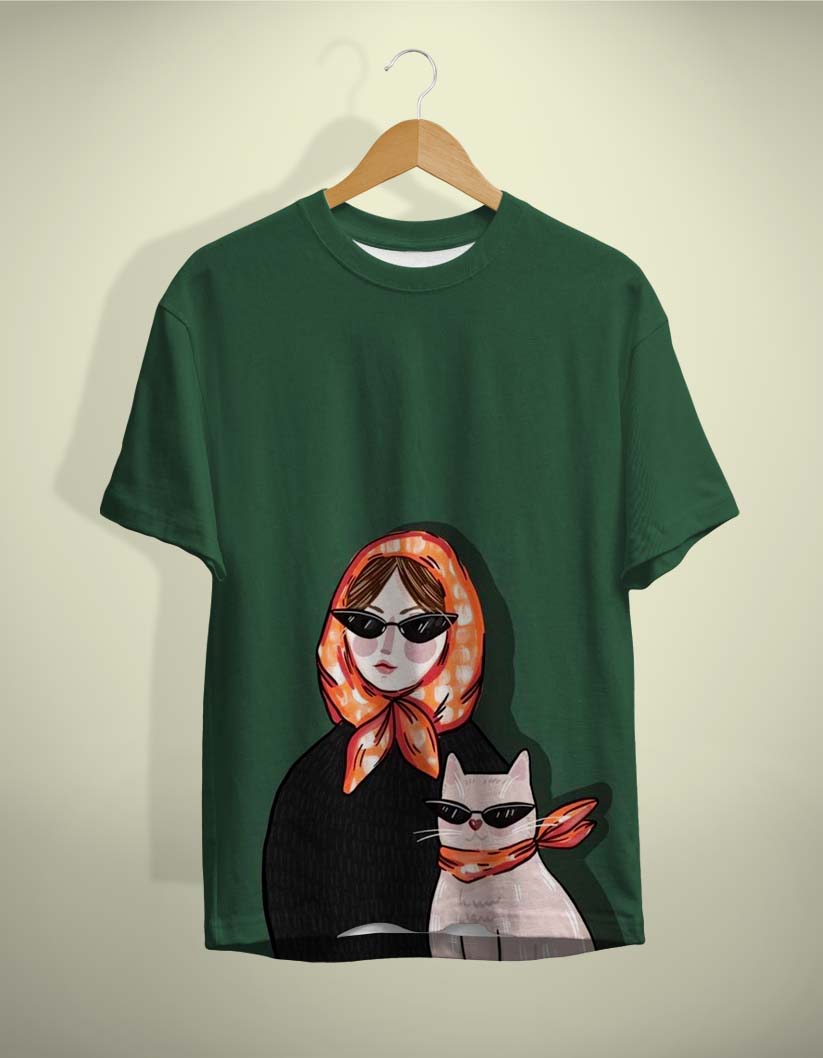 Cute Cat Printed T-Shirt