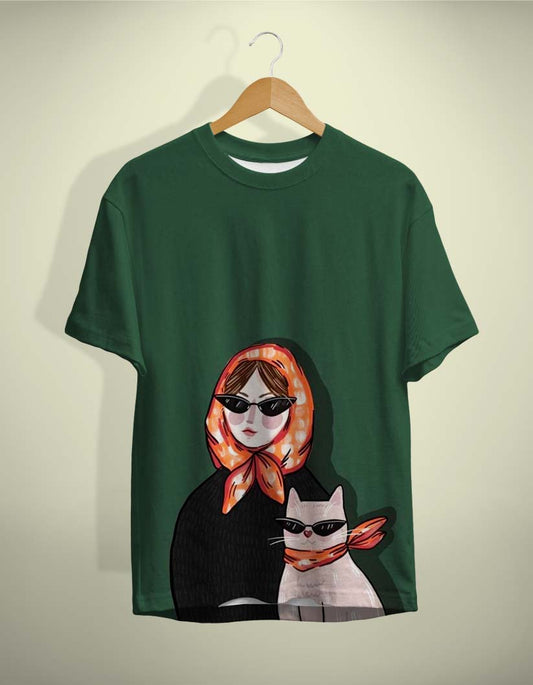 Cute Cat Printed T-Shirt