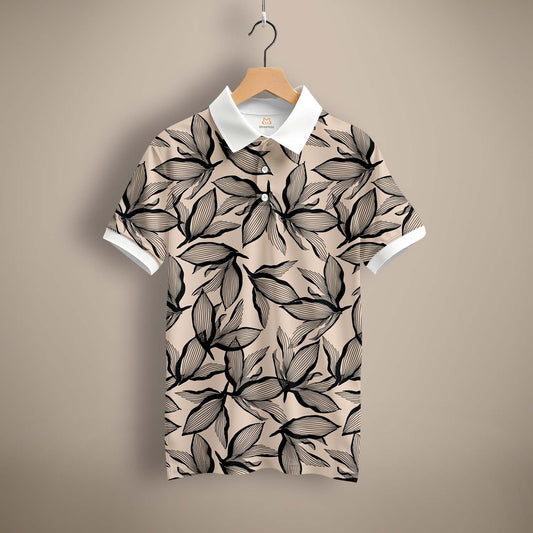 Leafy Print Polo T-Shirt