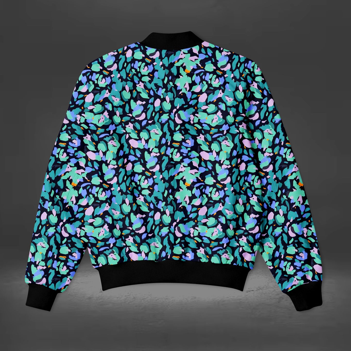 Men's Abstract Pattern Blue Bomber Jacket