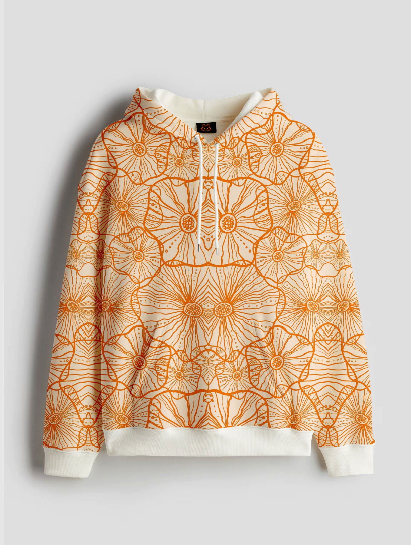 Orange Printed Hoodie