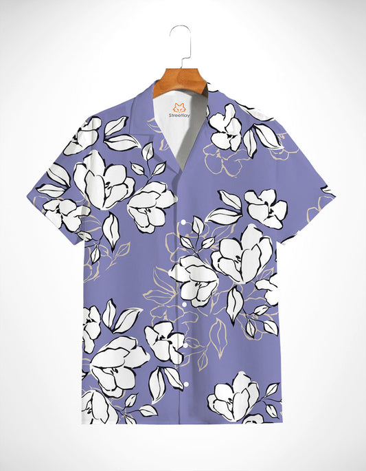 White Flower Pattern Shirt