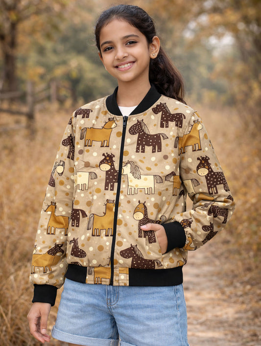 Girl's Printed Bomber Jacket #122