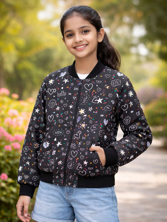 Girl's Printed Bomber Jacket #123