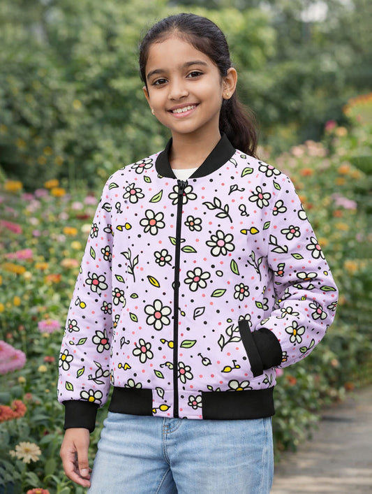 Girl's Printed Bomber Jacket #125