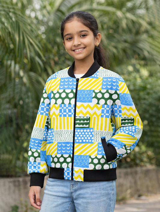 Girl's Printed Bomber Jacket #124